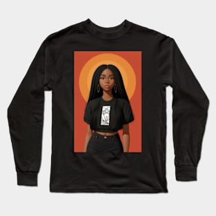 Black Woman with Hoop Earrings Long Sleeve T-Shirt